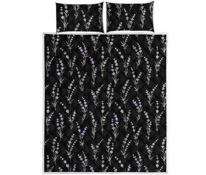 Lavender Flowers Pattern Print Quilt Bed Set