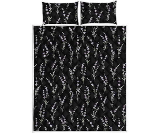 Lavender Flowers Pattern Print Quilt Bed Set