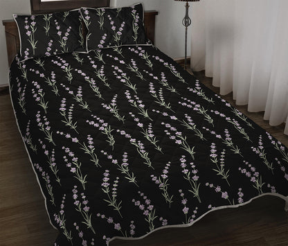 Lavender Flowers Pattern Print Quilt Bed Set