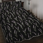 Lavender Flowers Pattern Print Quilt Bed Set