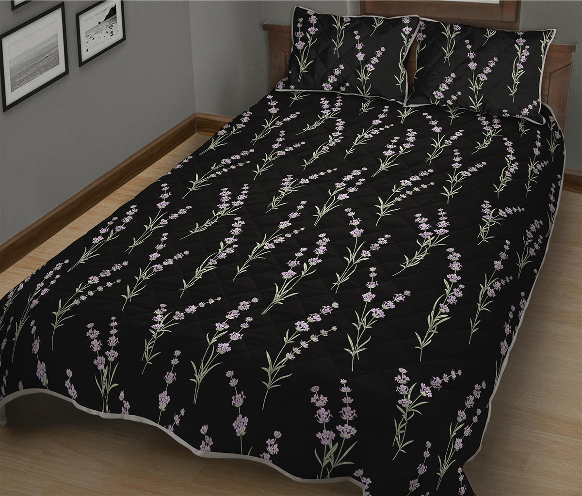Lavender Flowers Pattern Print Quilt Bed Set
