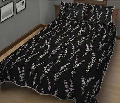 Lavender Flowers Pattern Print Quilt Bed Set