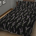 Lavender Flowers Pattern Print Quilt Bed Set
