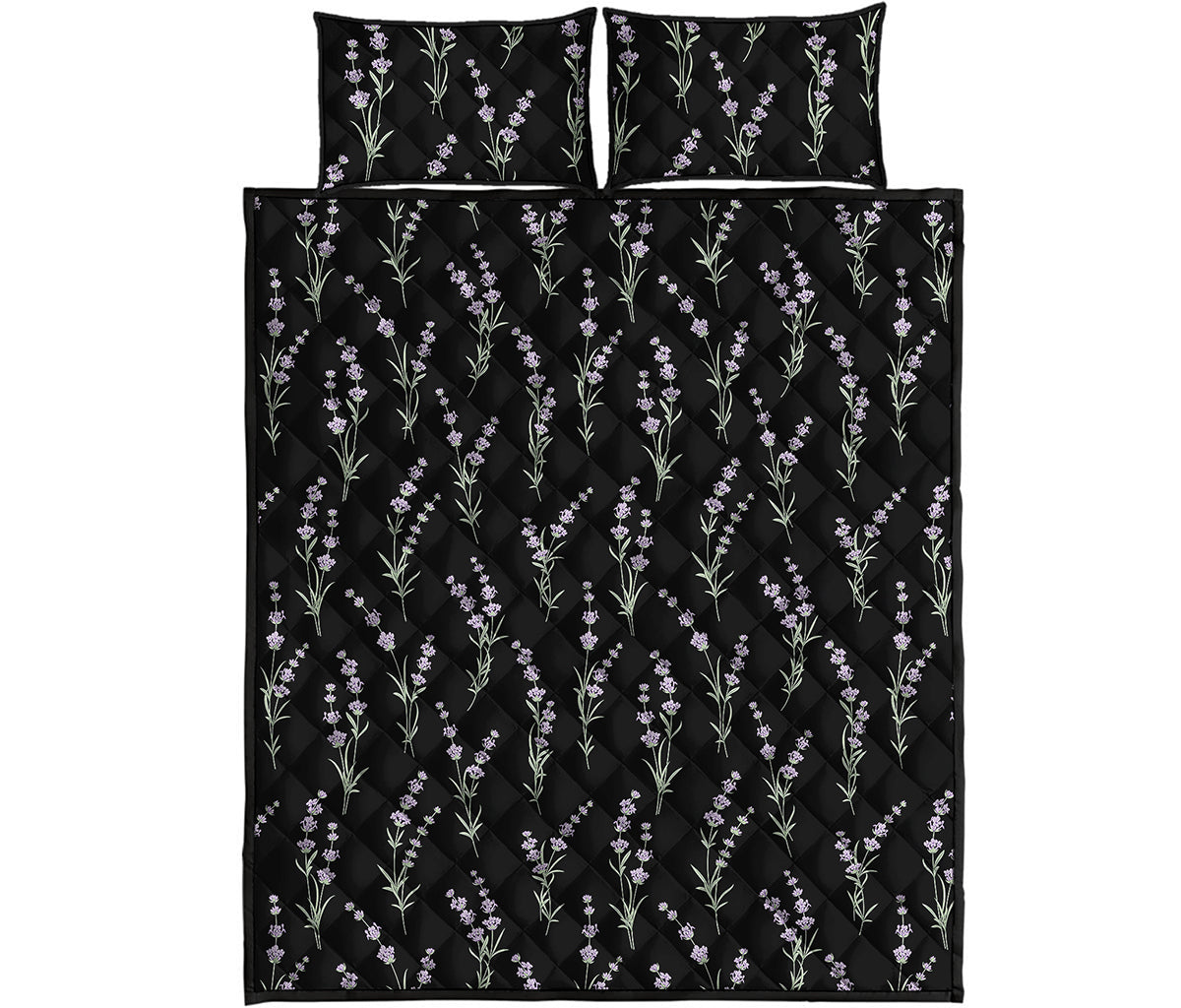 Lavender Flowers Pattern Print Quilt Bed Set