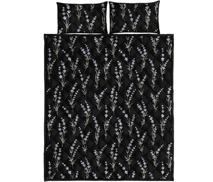 Lavender Flowers Pattern Print Quilt Bed Set