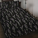 Lavender Flowers Pattern Print Quilt Bed Set