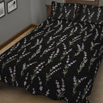 Lavender Flowers Pattern Print Quilt Bed Set