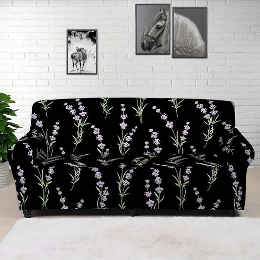 Lavender Flowers Pattern Print Sofa Cover