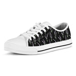 Lavender Flowers Pattern Print White Low Top Shoes