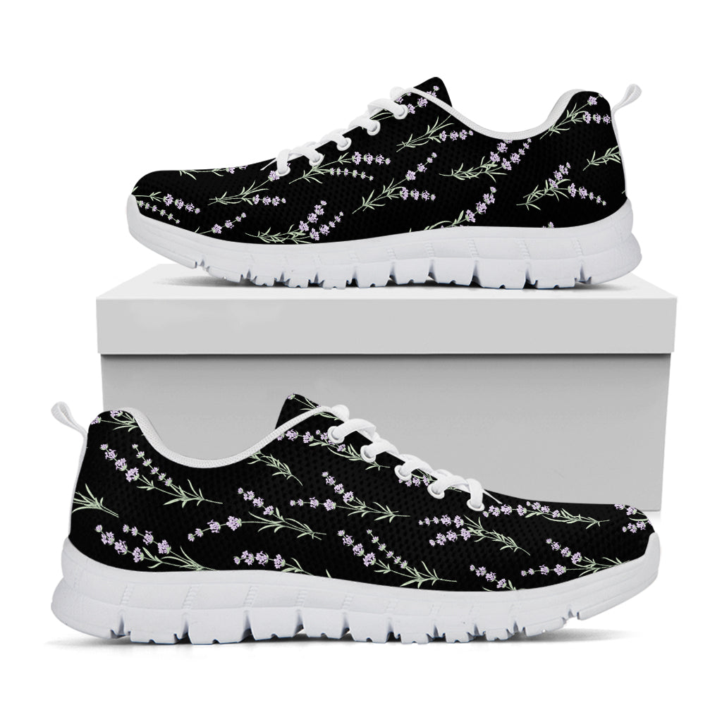Lavender Flowers Pattern Print White Sneakers