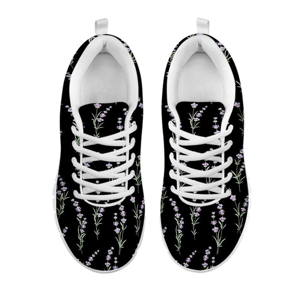 Lavender Flowers Pattern Print White Sneakers