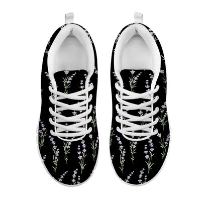 Lavender Flowers Pattern Print White Sneakers