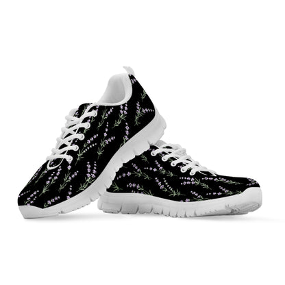 Lavender Flowers Pattern Print White Sneakers