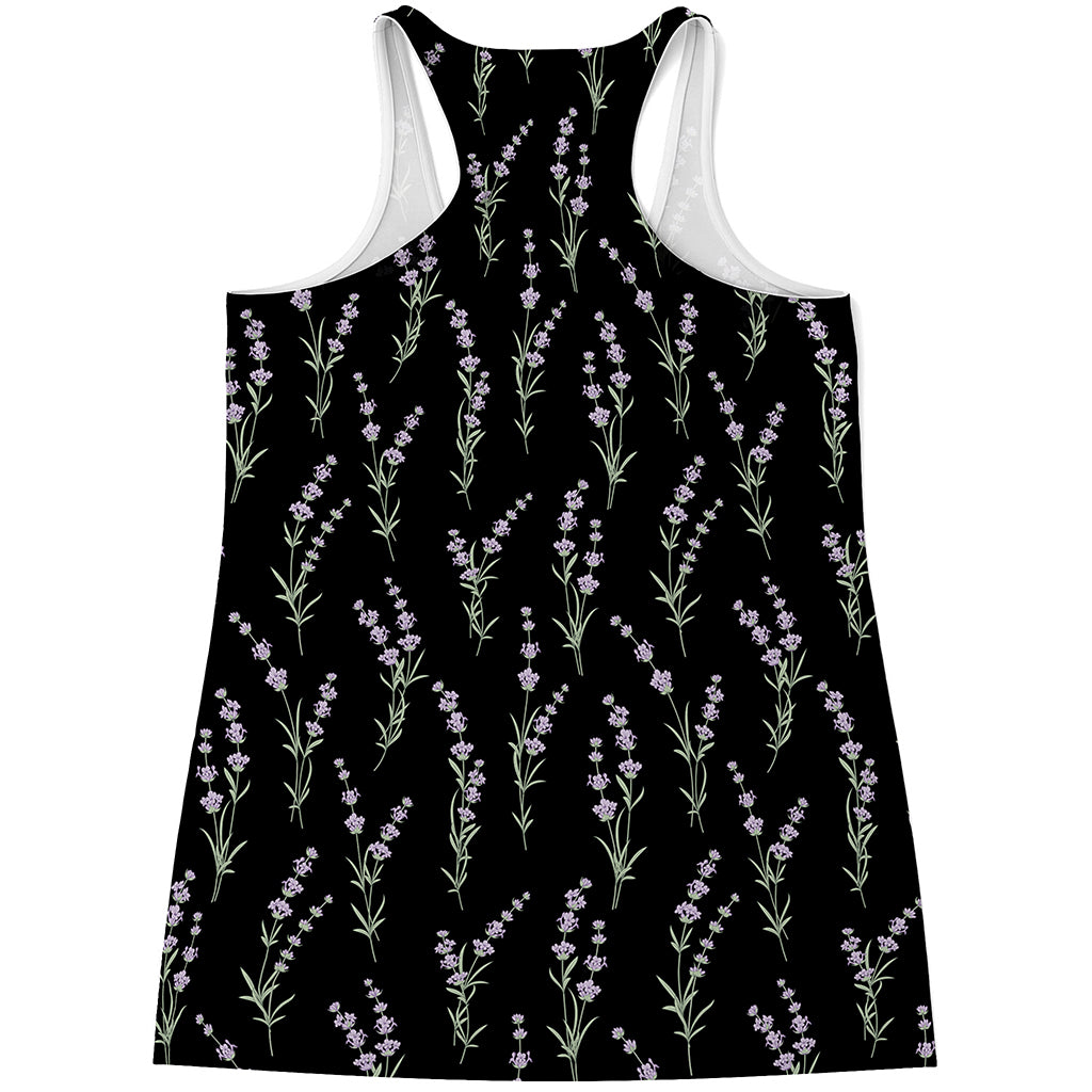 Lavender Flowers Pattern Print Women's Racerback Tank Top