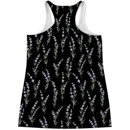 Lavender Flowers Pattern Print Women's Racerback Tank Top