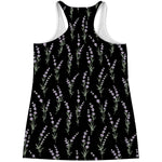 Lavender Flowers Pattern Print Women's Racerback Tank Top