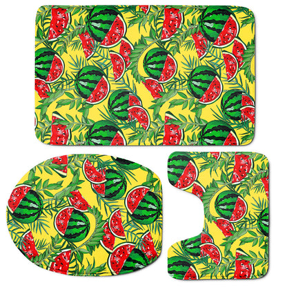 Leaf Watermelon Pieces Pattern Print 3 Piece Bath Mat Set