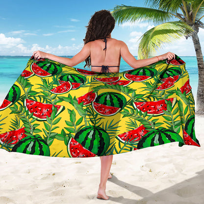 Leaf Watermelon Pieces Pattern Print Beach Sarong Wrap