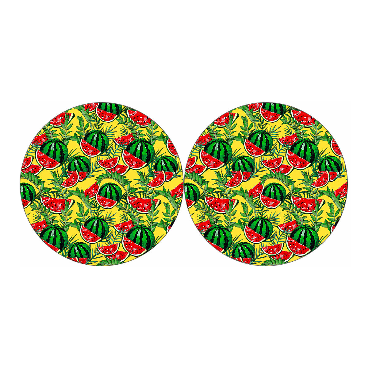 Leaf Watermelon Pieces Pattern Print Car Coasters