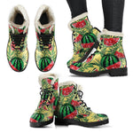 Leaf Watermelon Pieces Pattern Print Comfy Boots GearFrost