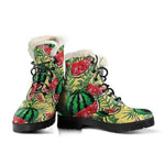 Leaf Watermelon Pieces Pattern Print Comfy Boots GearFrost