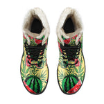 Leaf Watermelon Pieces Pattern Print Comfy Boots GearFrost