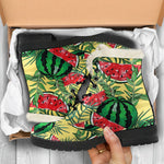 Leaf Watermelon Pieces Pattern Print Comfy Boots GearFrost