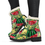 Leaf Watermelon Pieces Pattern Print Comfy Boots GearFrost