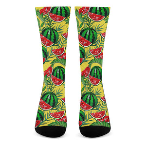 Leaf Watermelon Pieces Pattern Print Crew Socks