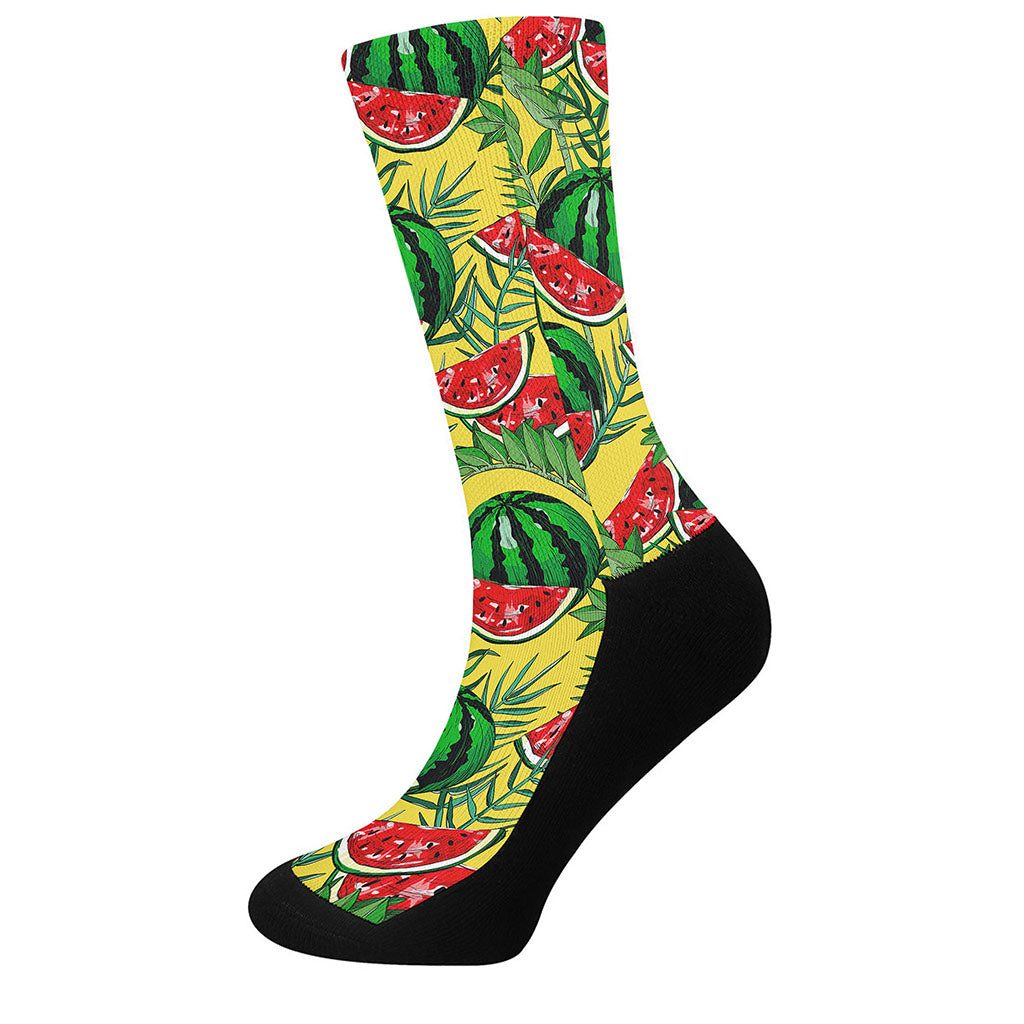 Leaf Watermelon Pieces Pattern Print Crew Socks