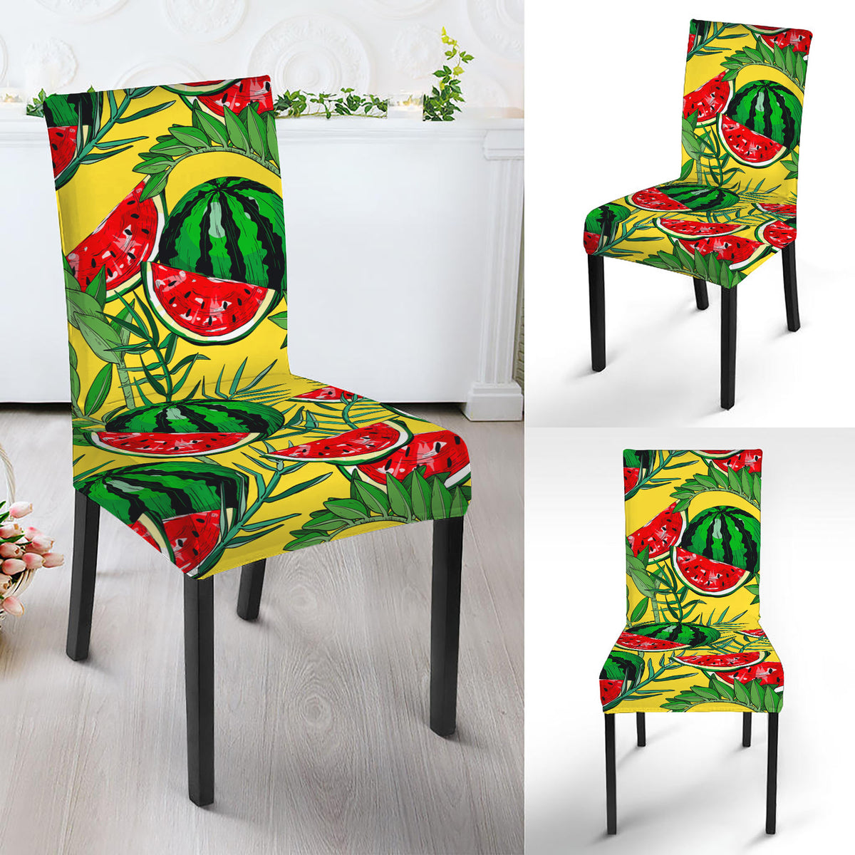 Leaf Watermelon Pieces Pattern Print Dining Chair Slipcover