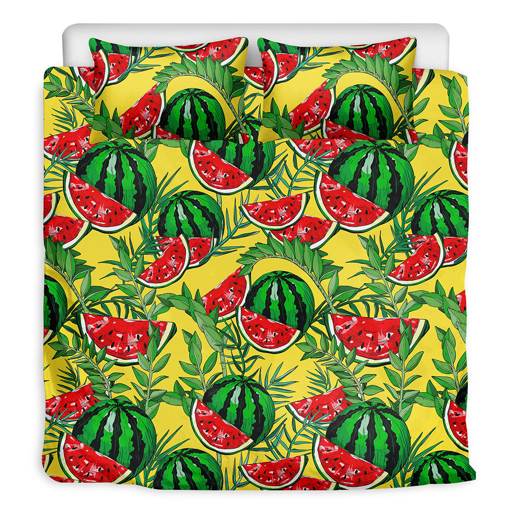 Leaf Watermelon Pieces Pattern Print Duvet Cover Bedding Set
