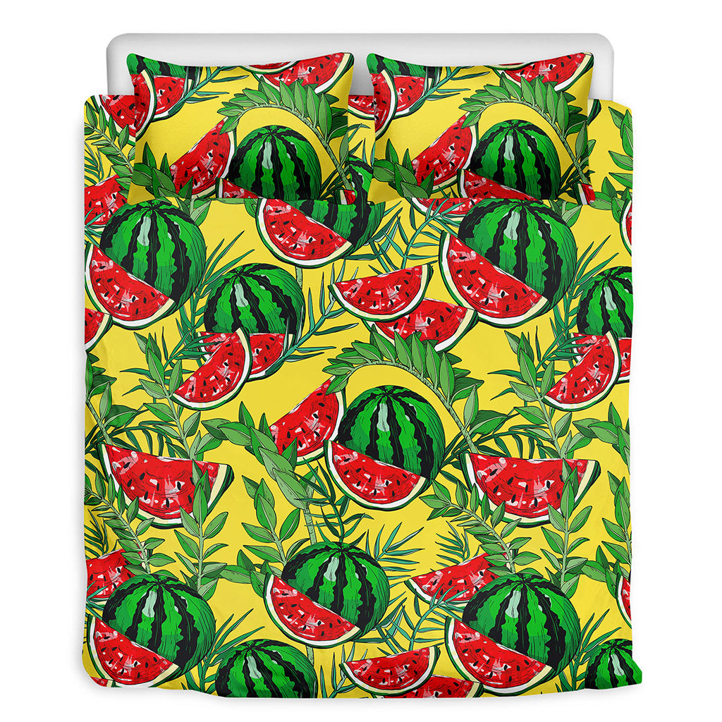 Leaf Watermelon Pieces Pattern Print Duvet Cover Bedding Set