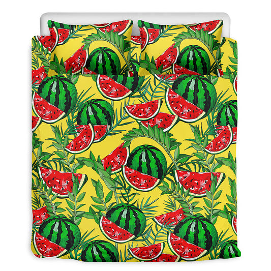 Leaf Watermelon Pieces Pattern Print Duvet Cover Bedding Set