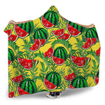 Leaf Watermelon Pieces Pattern Print Hooded Blanket