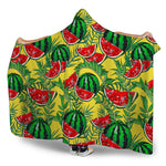 Leaf Watermelon Pieces Pattern Print Hooded Blanket