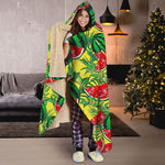 Leaf Watermelon Pieces Pattern Print Hooded Blanket