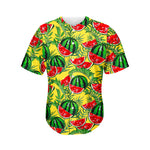 Leaf Watermelon Pieces Pattern Print Men's Baseball Jersey