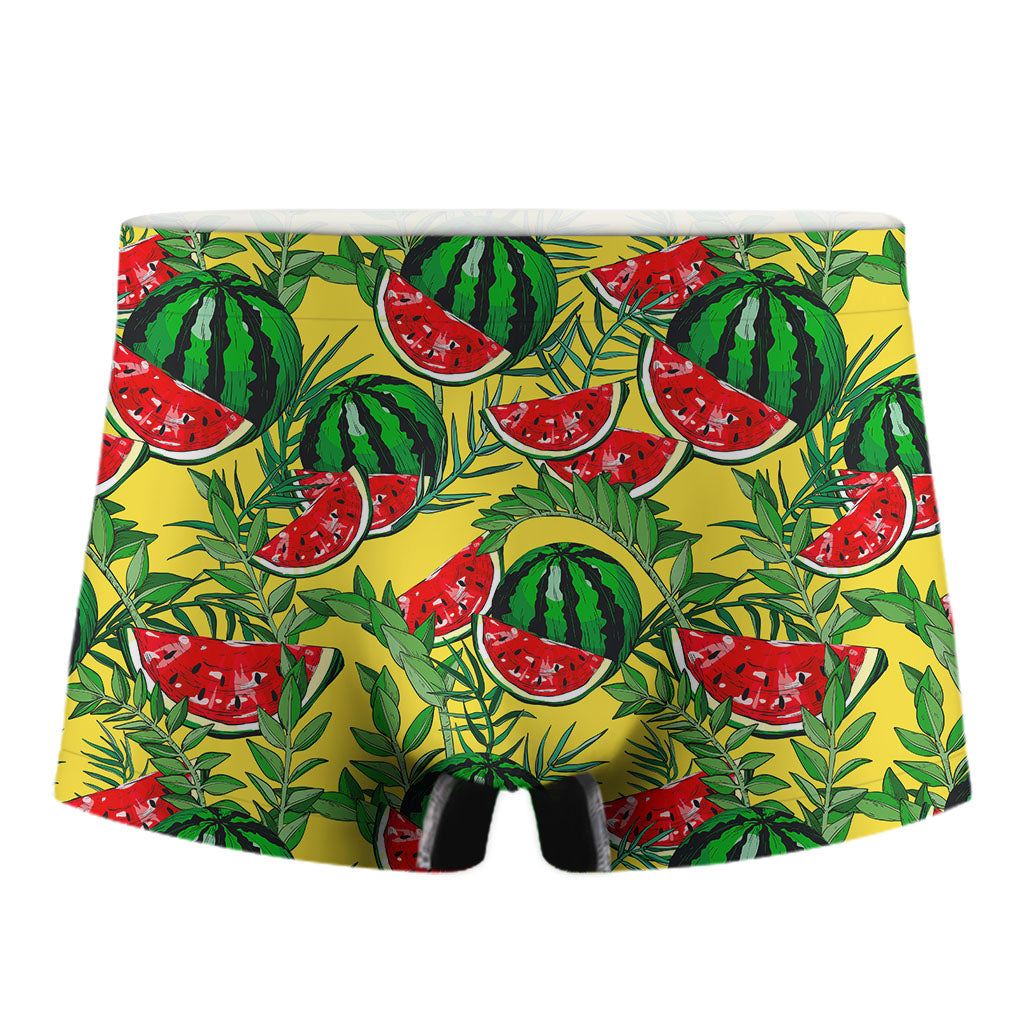 Leaf Watermelon Pieces Pattern Print Men's Boxer Briefs