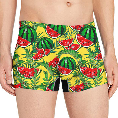 Leaf Watermelon Pieces Pattern Print Men's Boxer Briefs