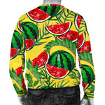 Leaf Watermelon Pieces Pattern Print Men's Crewneck Sweatshirt GearFrost