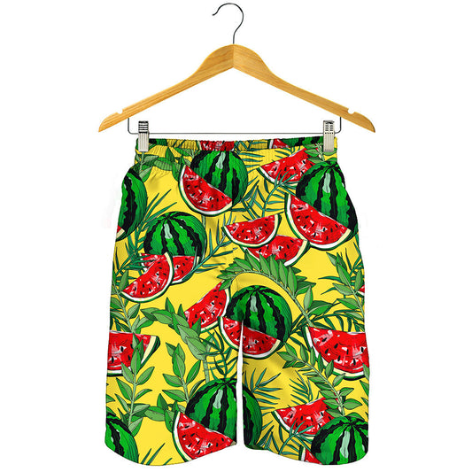 Leaf Watermelon Pieces Pattern Print Men's Shorts