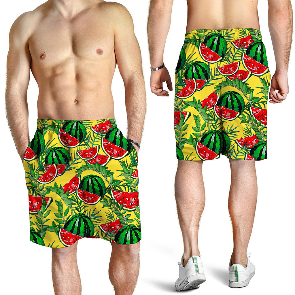 Leaf Watermelon Pieces Pattern Print Men's Shorts