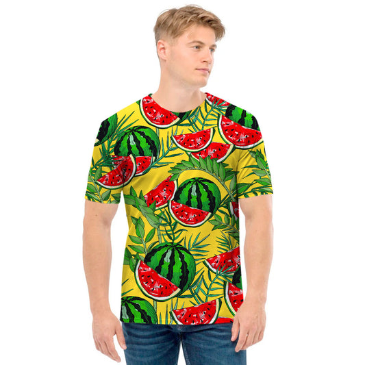 Leaf Watermelon Pieces Pattern Print Men's T-Shirt