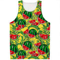 Leaf Watermelon Pieces Pattern Print Men's Tank Top