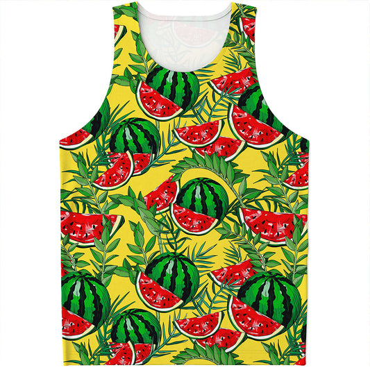 Leaf Watermelon Pieces Pattern Print Men's Tank Top