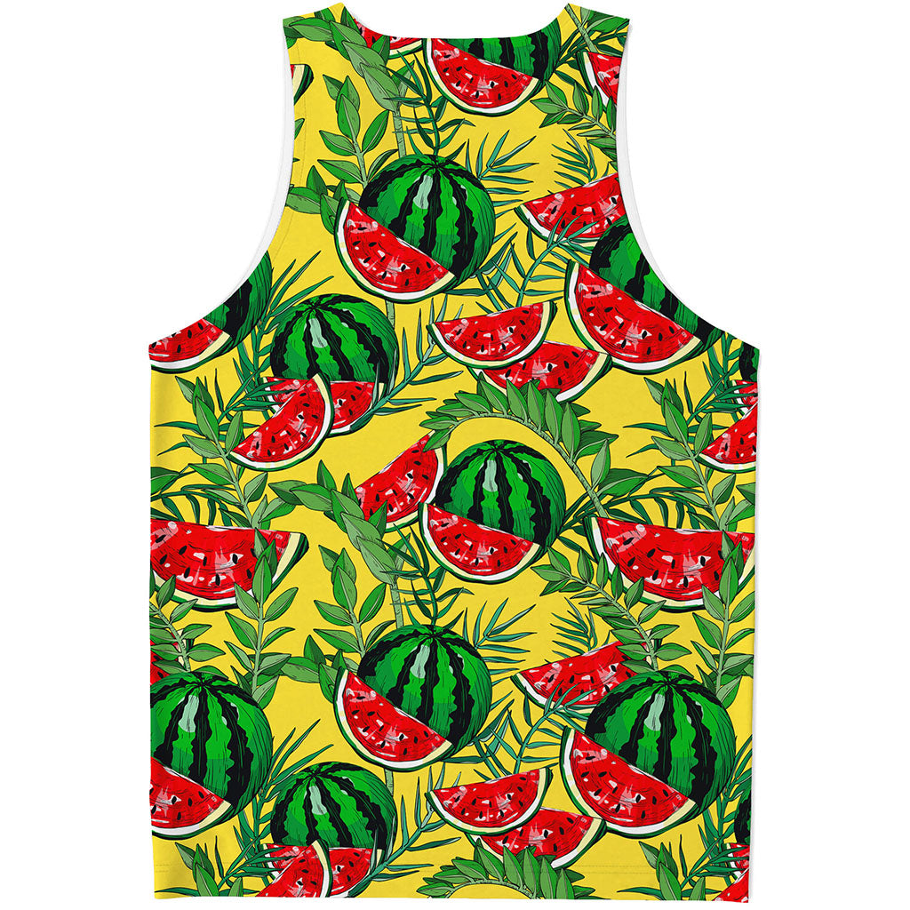 Leaf Watermelon Pieces Pattern Print Men's Tank Top