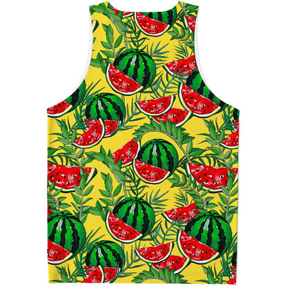 Leaf Watermelon Pieces Pattern Print Men's Tank Top