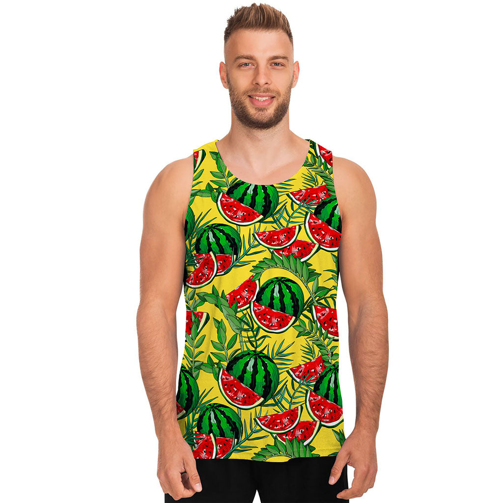 Leaf Watermelon Pieces Pattern Print Men's Tank Top