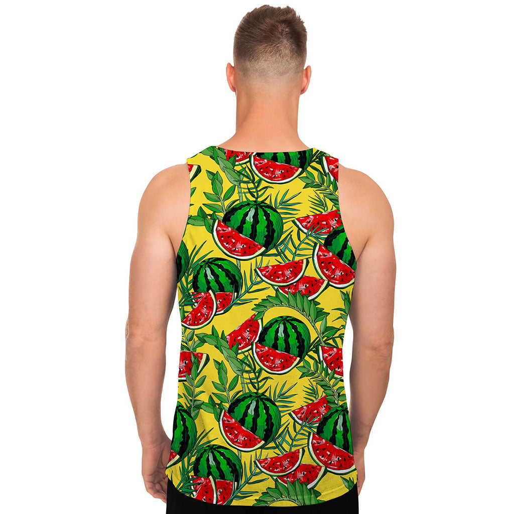 Leaf Watermelon Pieces Pattern Print Men's Tank Top